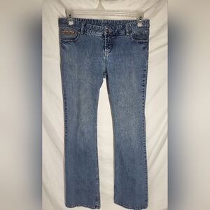 Harley Davidson Mid-Rise Relaxed Bootcut Light Wash Denim Blue Jeans Size 10